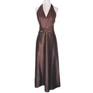 NWT Fiesta Chocolate Backless Halter Maxi Dress Sz M